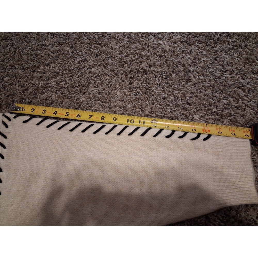 NWT Women Plus 2X Beige Cream Sweater Black Stitch Detail Long Sleeve Crewneck - Picture 11 of 11